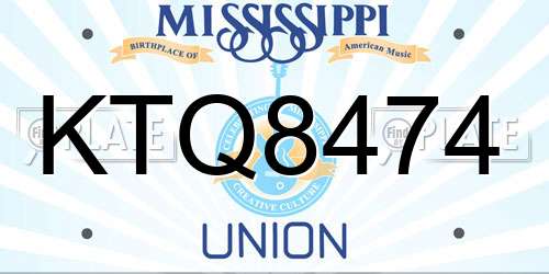 KTQ8474 Mississippi License Plate