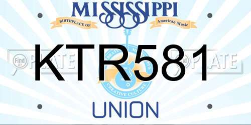 KTR581 Mississippi License Plate