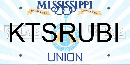 KTSRUBI Mississippi License Plate