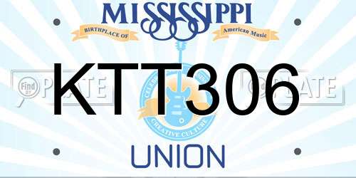 KTT306 Mississippi License Plate