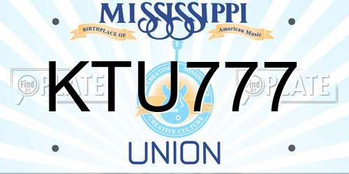 KTU777 Mississippi License Plate