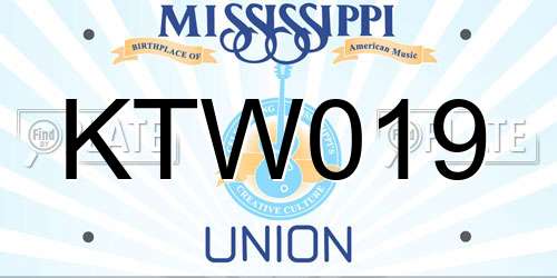KTW019 Mississippi License Plate