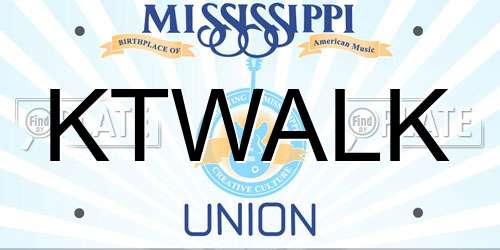 KTWALK Mississippi License Plate