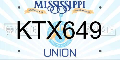 KTX649 Mississippi License Plate