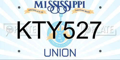 KTY527 Mississippi License Plate