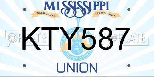 KTY587 Mississippi License Plate