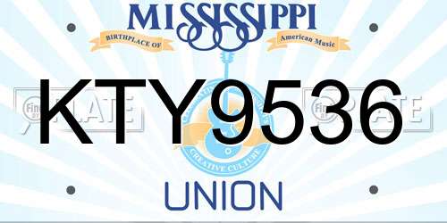 KTY9536 Mississippi License Plate