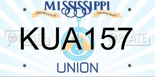 KUA157 Mississippi License Plate