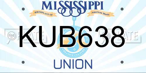 KUB638 Mississippi License Plate