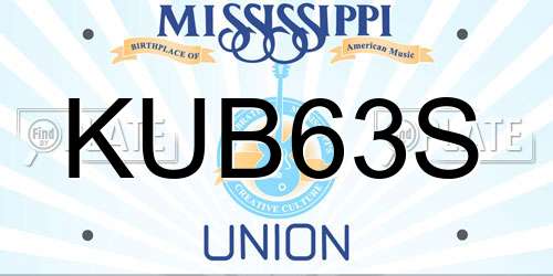 KUB63S Mississippi License Plate