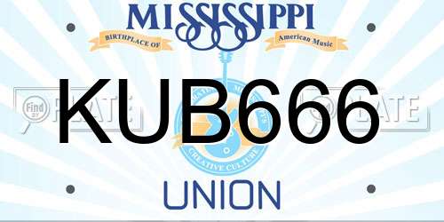 KUB666 Mississippi License Plate