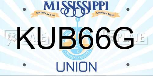 KUB66G Mississippi License Plate