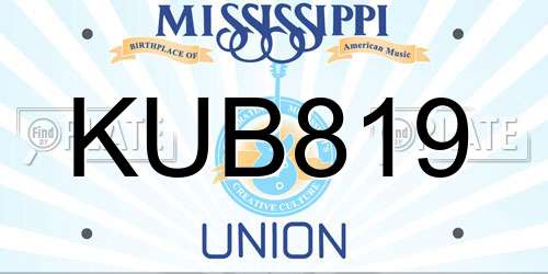 KUB819 Mississippi License Plate
