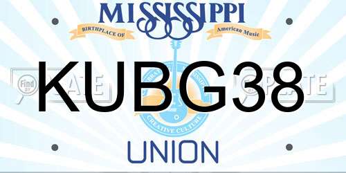 KUBG38 Mississippi License Plate