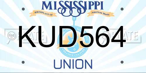 KUD564 Mississippi License Plate