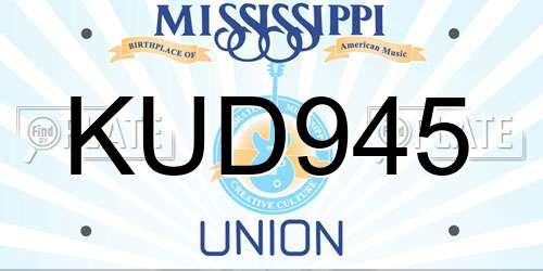KUD945 Mississippi License Plate