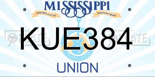 KUE384 Mississippi License Plate