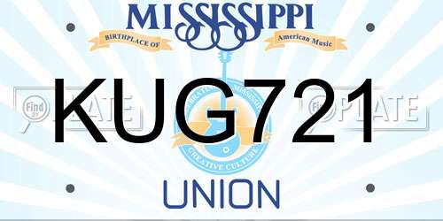 KUG721 Mississippi License Plate