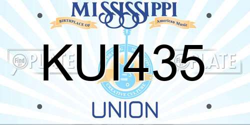 KUI435 Mississippi License Plate