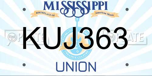 KUJ363 Mississippi License Plate