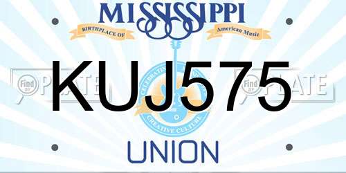 KUJ575 Mississippi License Plate