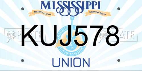 KUJ578 Mississippi License Plate