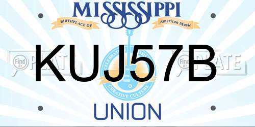KUJ57B Mississippi License Plate