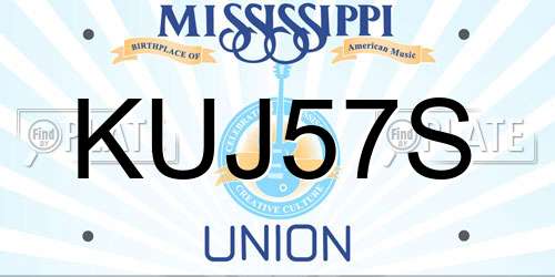 KUJ57S Mississippi License Plate