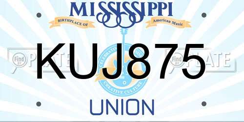 KUJ875 Mississippi License Plate