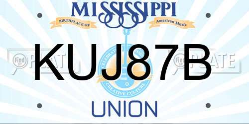 KUJ87B Mississippi License Plate