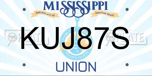 KUJ87S Mississippi License Plate