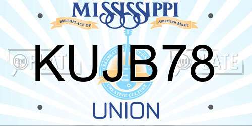 KUJB78 Mississippi License Plate