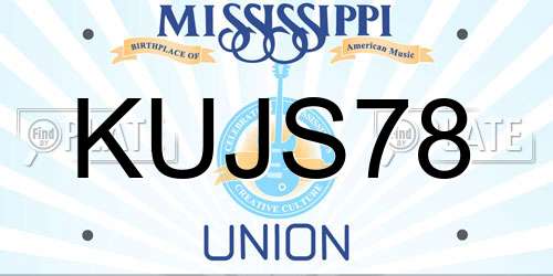 KUJS78 Mississippi License Plate
