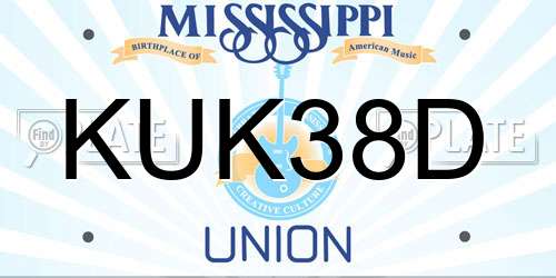 KUK38D Mississippi License Plate