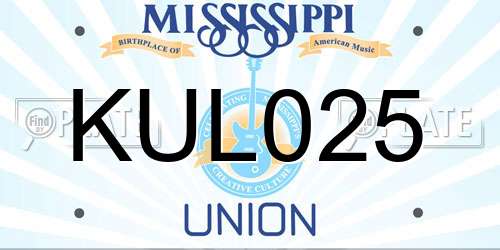 KUL025 Mississippi License Plate