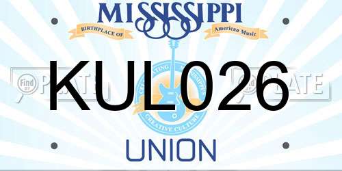 KUL026 Mississippi License Plate