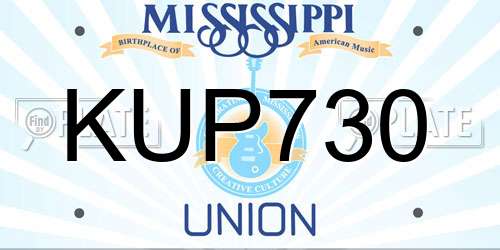 KUP730 Mississippi License Plate