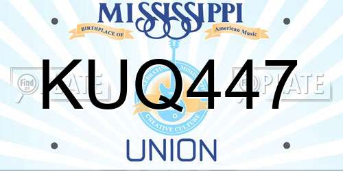 KUQ447 Mississippi License Plate
