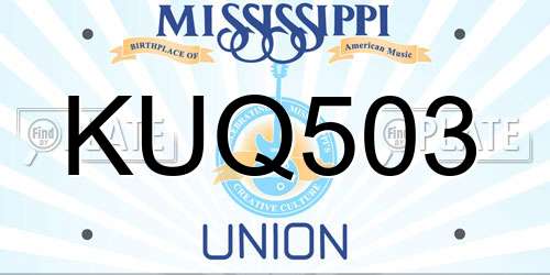 KUQ503 Mississippi License Plate