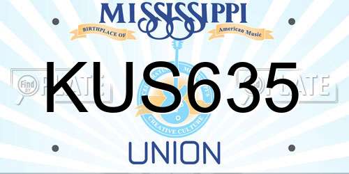 KUS635 Mississippi License Plate