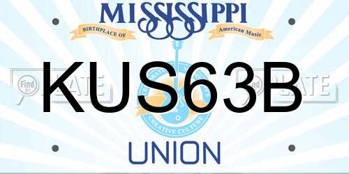 KUS63B Mississippi License Plate