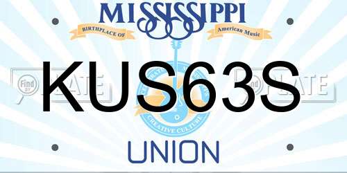 KUS63S Mississippi License Plate