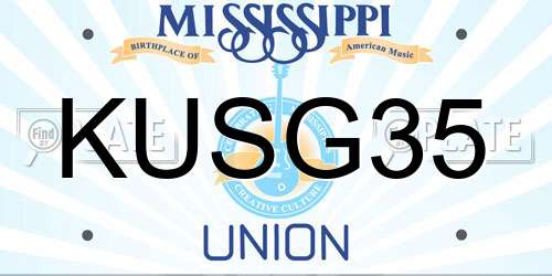 KUSG35 Mississippi License Plate