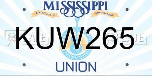 KUW265 Mississippi License Plate