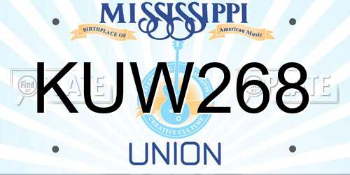 KUW268 Mississippi License Plate