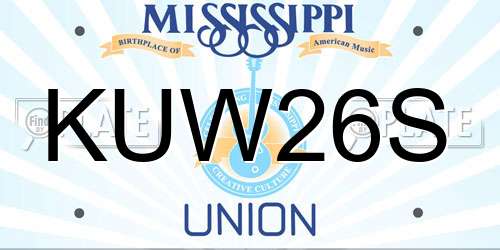 KUW26S Mississippi License Plate