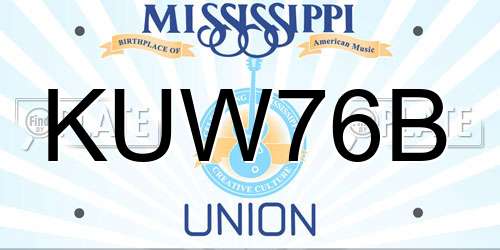 KUW76B Mississippi License Plate