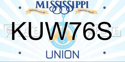 KUW76S Mississippi License Plate