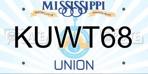 KUWT68 Mississippi License Plate