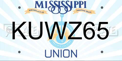 KUWZ65 Mississippi License Plate